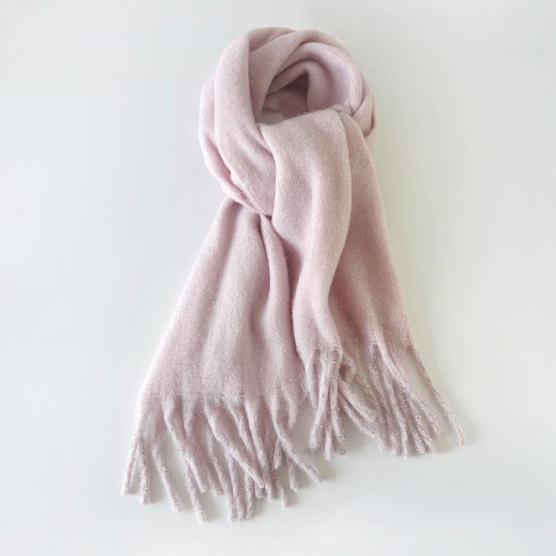 

Утепленный теплый простой однотонный мохеровый шарф большая шаль женский однотонный шарф 220*40cm