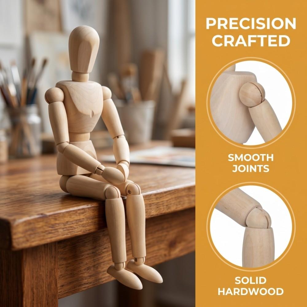 Hardwood Material Wooden Drawing Manikin Flexible Joints Human Figure Model Art Sketching