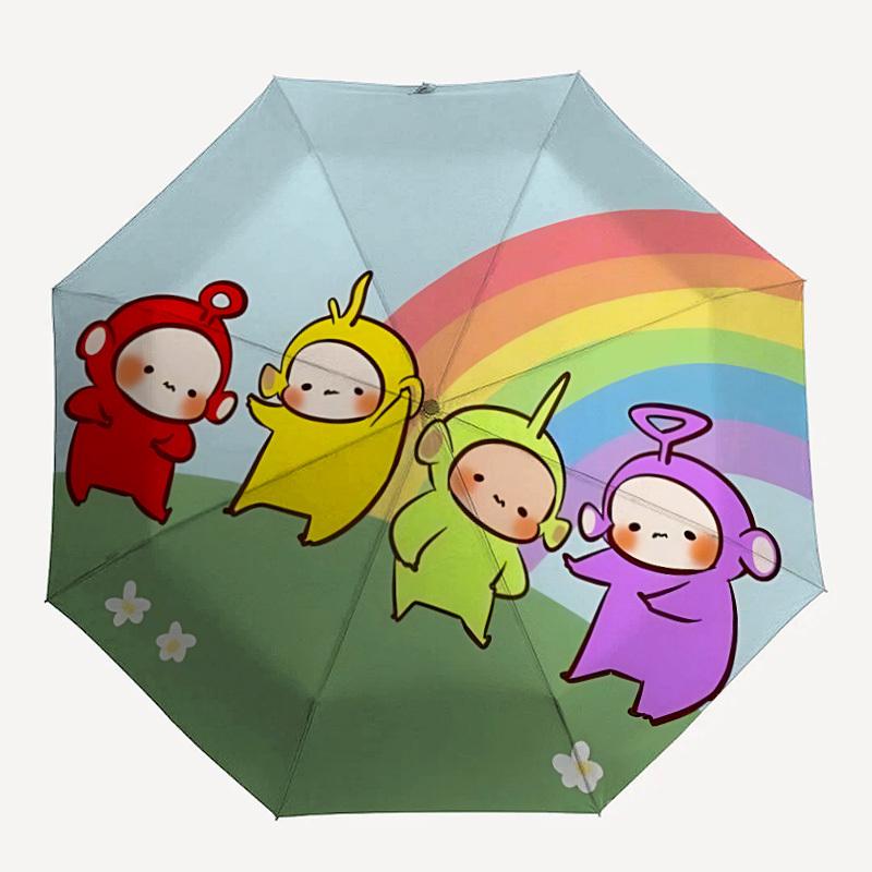 

1 шт. Зонт-трость Teletubbies Радужный, Автоматический, Складной, Портативный, с 8 спицами, для Женщин/Мужчин, Всесезонный a0901081