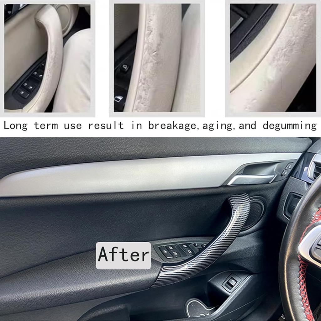 Car Door Handle For BMW X2 F39 X1 E84 F48 2010- Interior Door Handles Replace Cover Car Door Pull Accessories (Carbon Fiber Color)