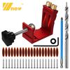 47pcs Oblique Hole Locator Woodworking Positioner Drill Bits Pocket Hole Jig Kit 15 Degree Angle Drill Guide Set Carpentry Tools