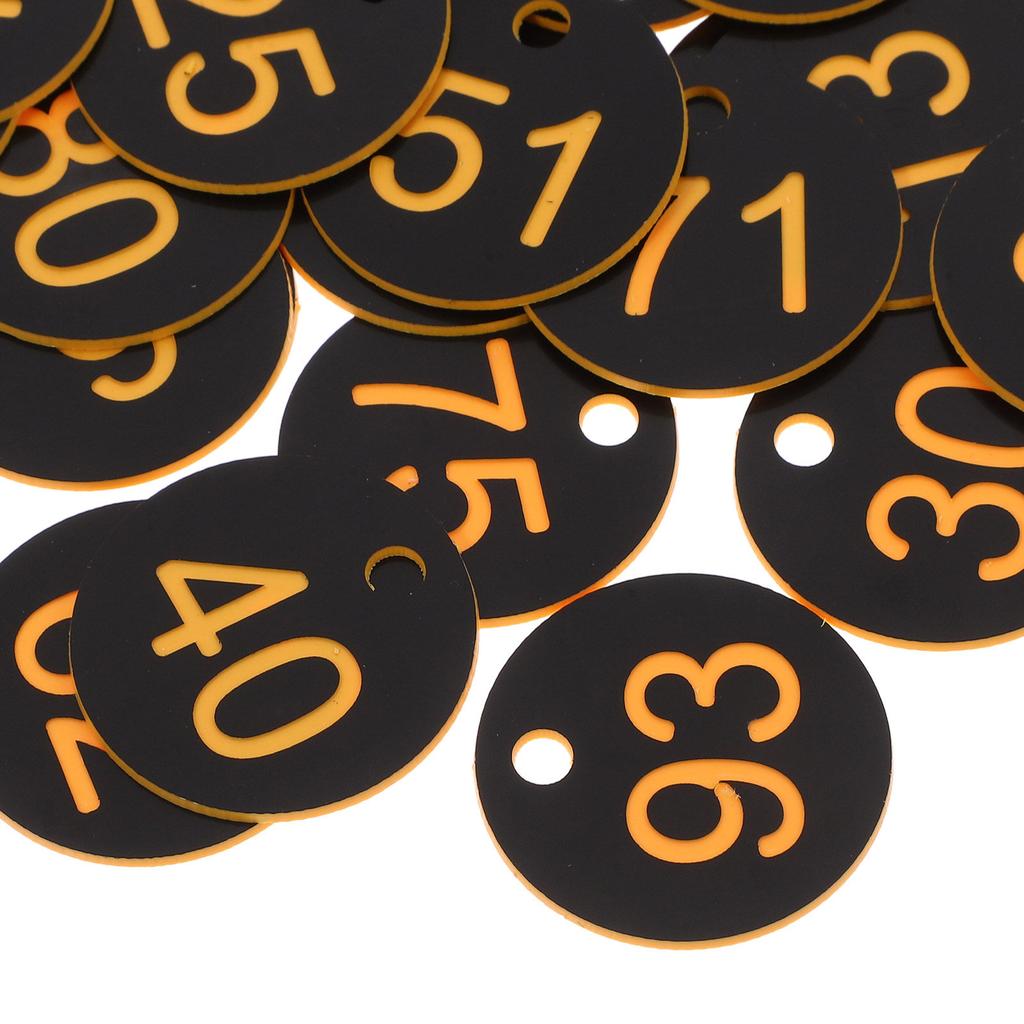 100 Pièces Disques Numérotés en Plastique Porte-Clés Rond Plaques Numérotées pour Dortoir Sac à Bagages Clés d'Armoire Usage Quotidien Polyvalent Facile à Attacher