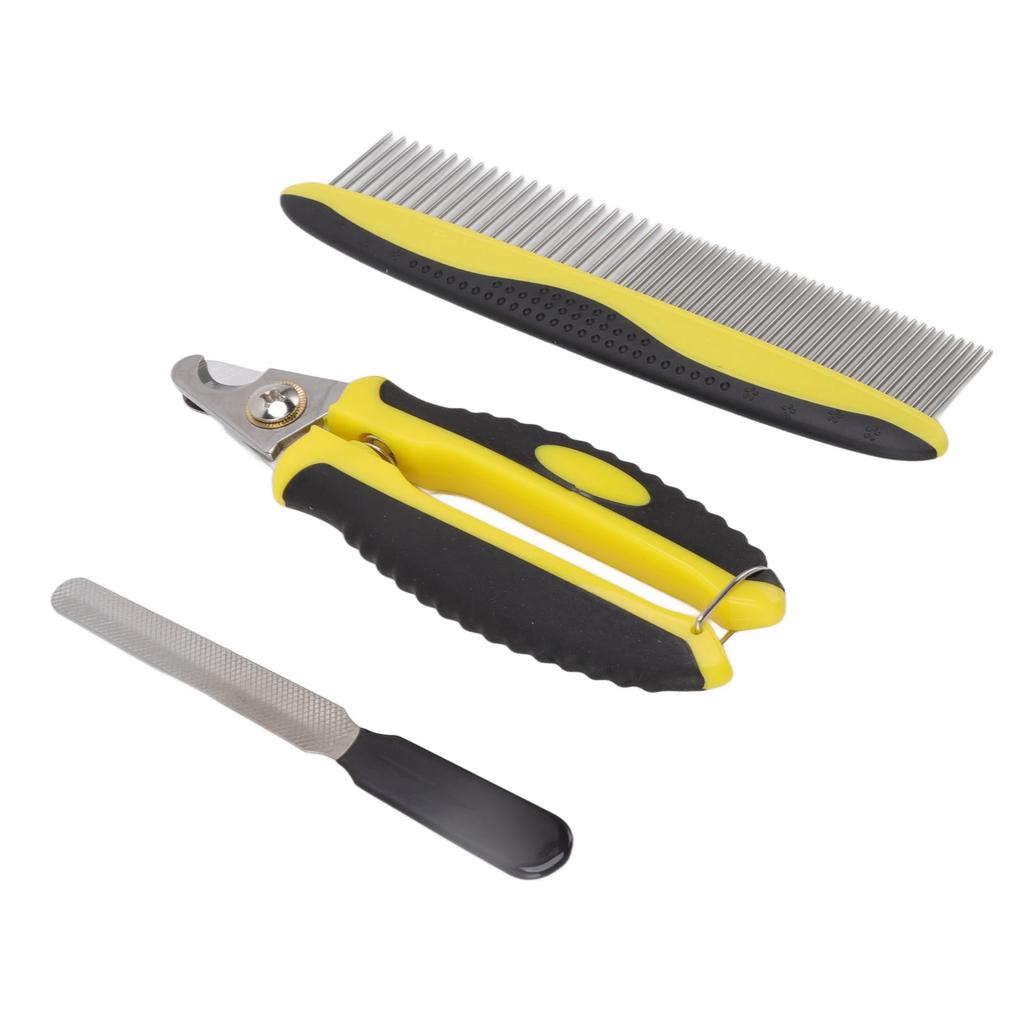 Haustierkamm Nagelknipser Breit Dichte Kammzähne Verhindern Rutschen Tragbares Haustierpflegeset mit Feile für Hunde Katzen Kaninchen