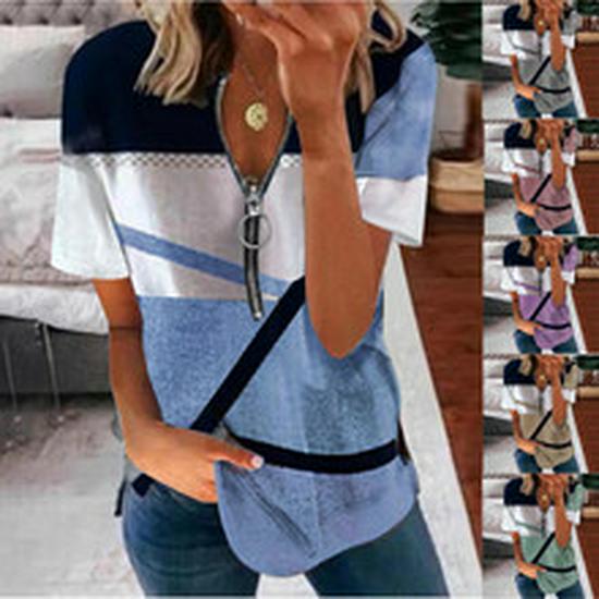 2024 European American Women's Summer Solid V-Neck Off-Shoulder Fashion Top