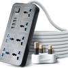 UK Standard Power Strip: Multi-Socket Panel with USB and Extension Cord