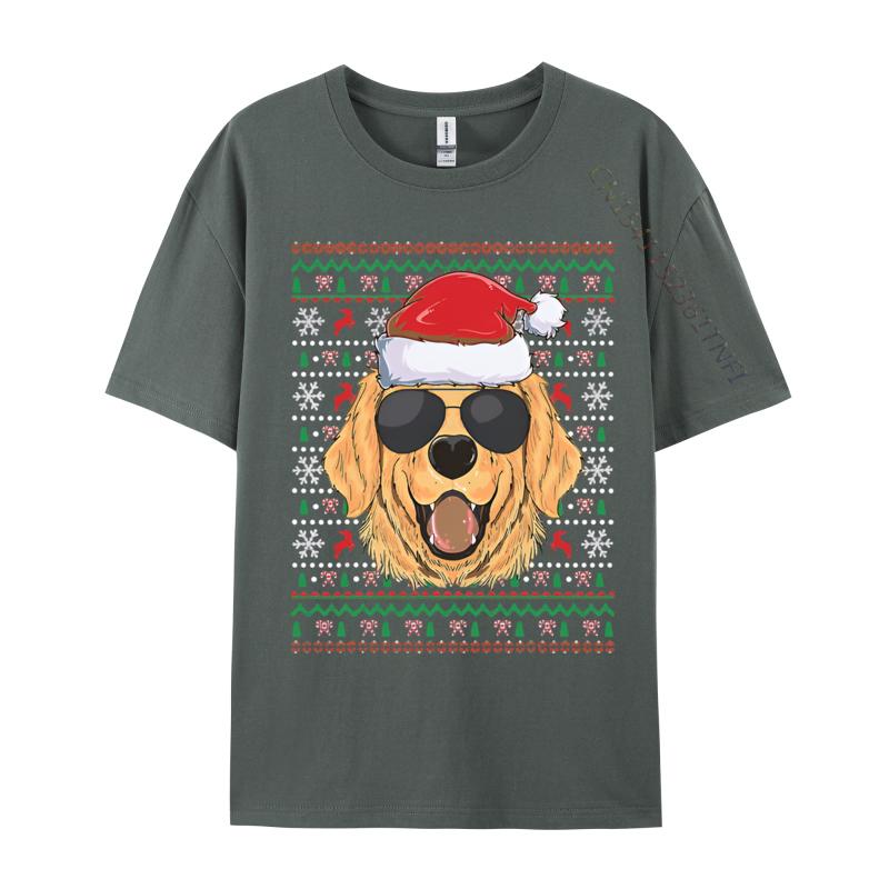 Ugly Xmas Santa Golden Retriever Dog T-shirt Printed T-shirt Cute Animal Pattern Tees Tops s Clothing
