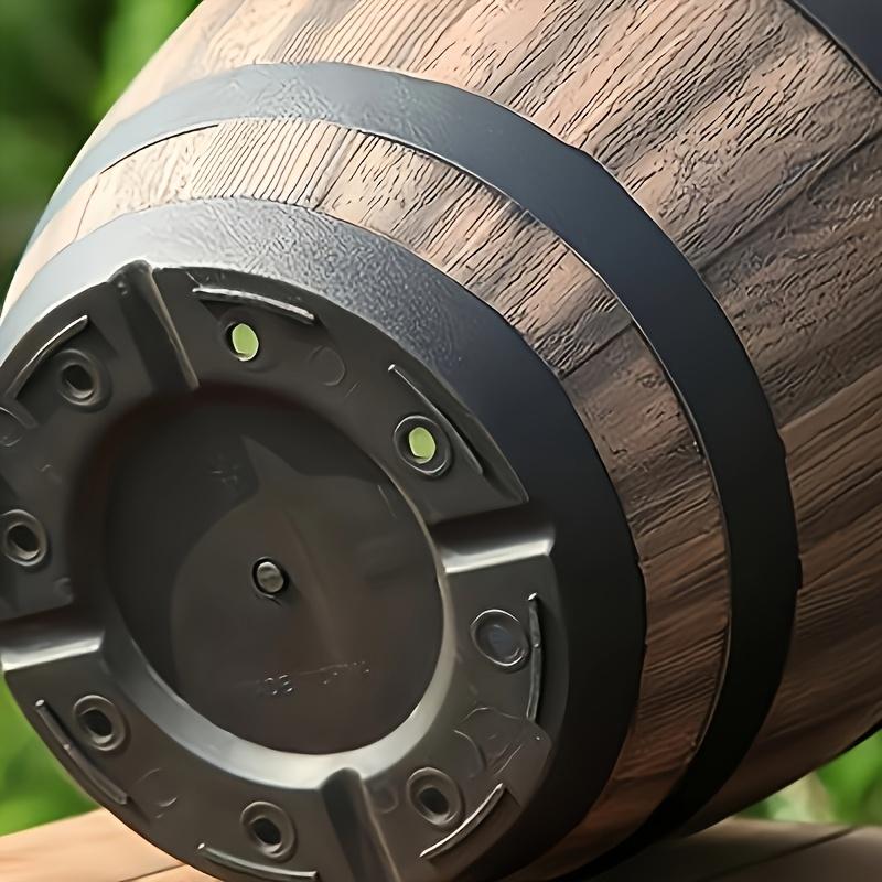 1 Stück Vintage-Pflanzgefäß aus Whiskyfass, Gartentopf aus Harz mit Streifenmuster, Ablaufloch und Untertasse, ovaler Pflanzbehälter aus Kunststoff im lässigen Stil für Kräuter