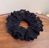 Double Layered Flower Lace Hollowed Pleated Ballet Lace Scrunchies Sweet Gentle Low Ponytail Head Ties New Accessories for Women