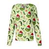 Women's Casual Long Sleeve Button Front Christmas Print Scrub Top for Work