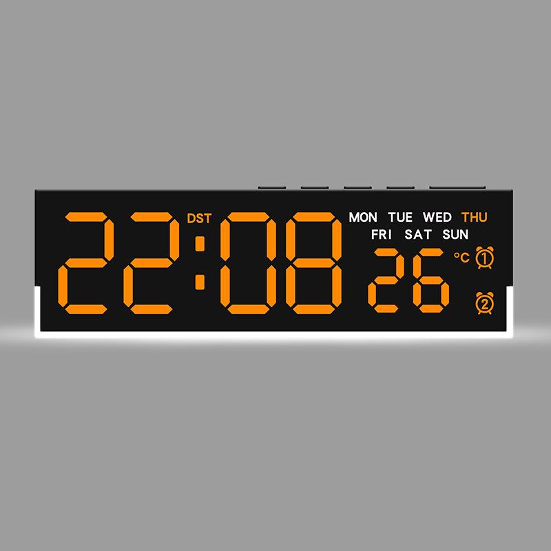 

USB Powered Digital Alarm Clock With White Mood Light TEMP Week 2 Alarm DST Table Clock 3 Levels Brightness 12/24H LED Clock помаранчевий