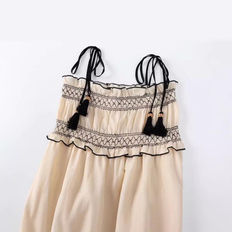 Summer Midi Dress: European & American Style with Elastic Upper Body for Women