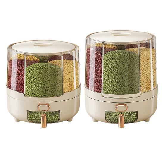 Distribuitor rotativ de 360 ​​de grade pentru cereale Recipient de orez cu capac Capacitate mare Compartimente multiple