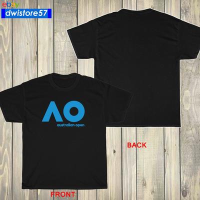 New Australian Open AO Tennis Logo Black/Sport Grey/Navy T-Shirt Size S-3XL Unisex T-Shirt