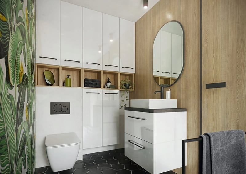 Universal bathroom countertop 60x46cm Black concrete laminated furniture board