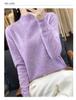 Women's 100% Wool Long-Sleeve Half-High Neck Sweater - Loose Fit, Ideal for Autumn/Winter