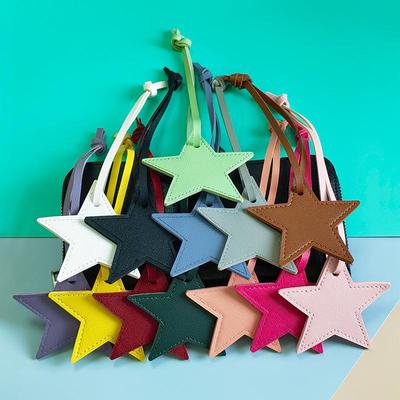 Stocked PU Pentagram Bag Pendant: Simple Leather Star Keychain Charm