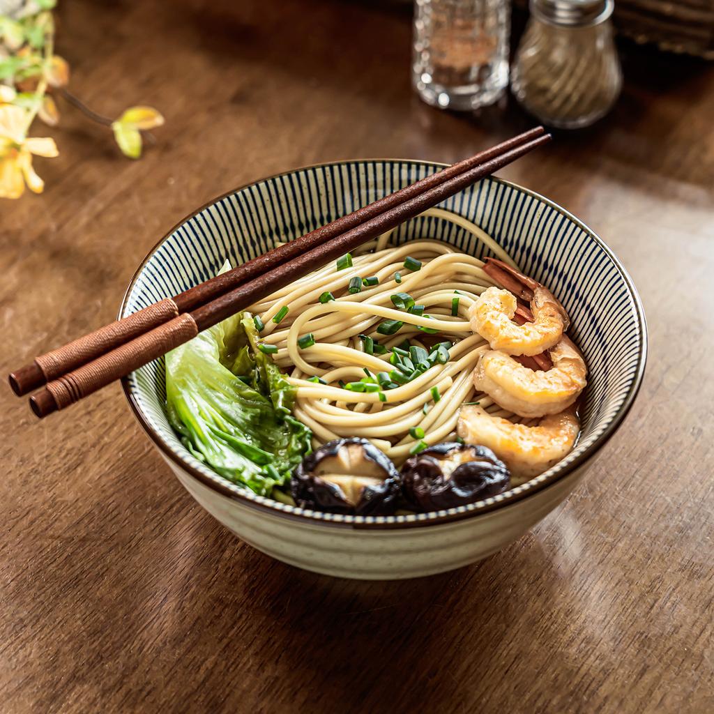 Japanische Keramik Nudelschüssel Haushaltsgeschirr Schüssel Suppenschüssel Restaurant Ramen Schüssel Kreative Linienschüssel Runde Große Schüssel Geschirr