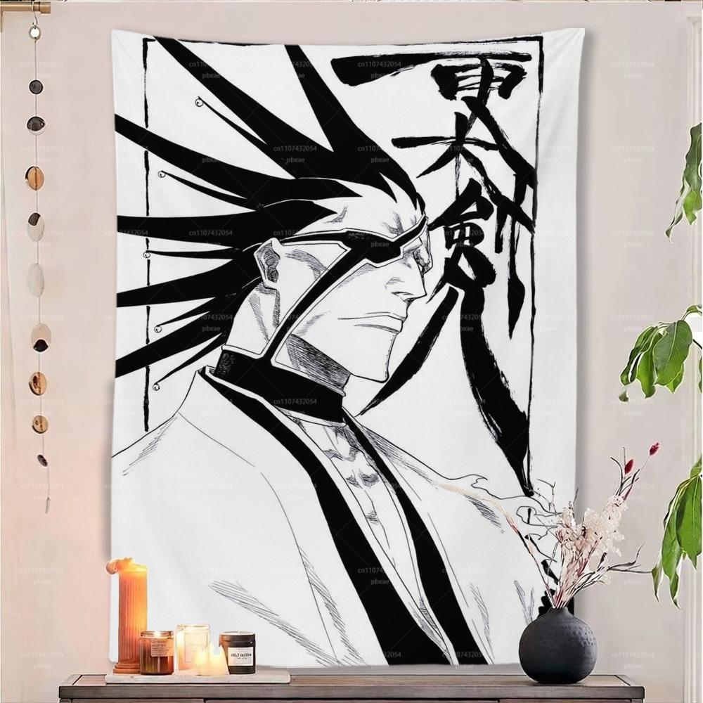 Black White Style bleach Anime Character Tapestry Japanese Print Wall Hanging Background Cloth Bedroom Dorm Apartment Home