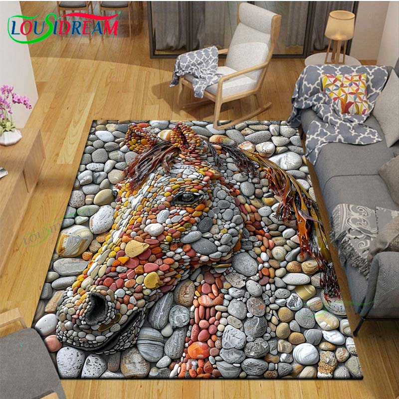 3D Funny Pebble Decor Carpet for Outdoor Balcony Garden Coffee Table Bedroom Area Rugs Kitchen Un-slip Floor Mat Alfombra Gift