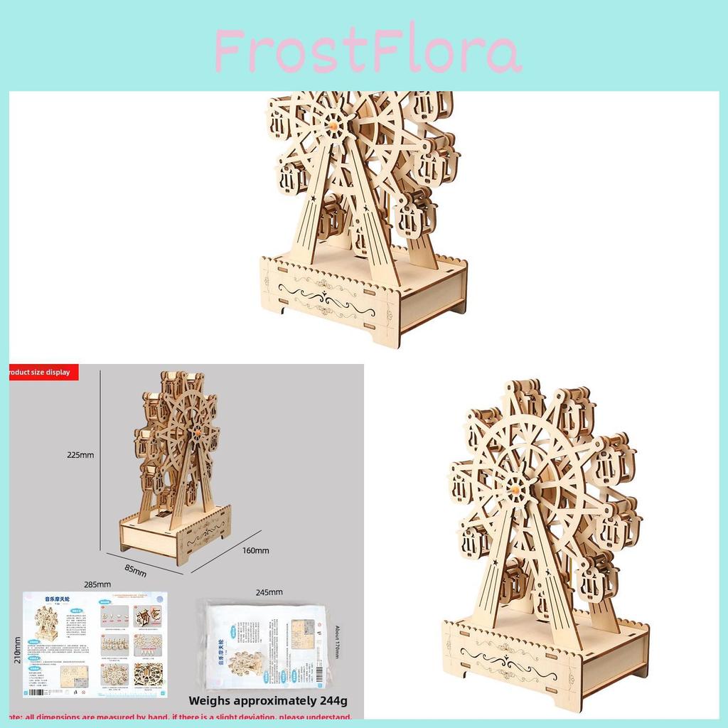 Wooden Diy Music Box With Rotating Ferris Wheel For Kids Creative Science Play