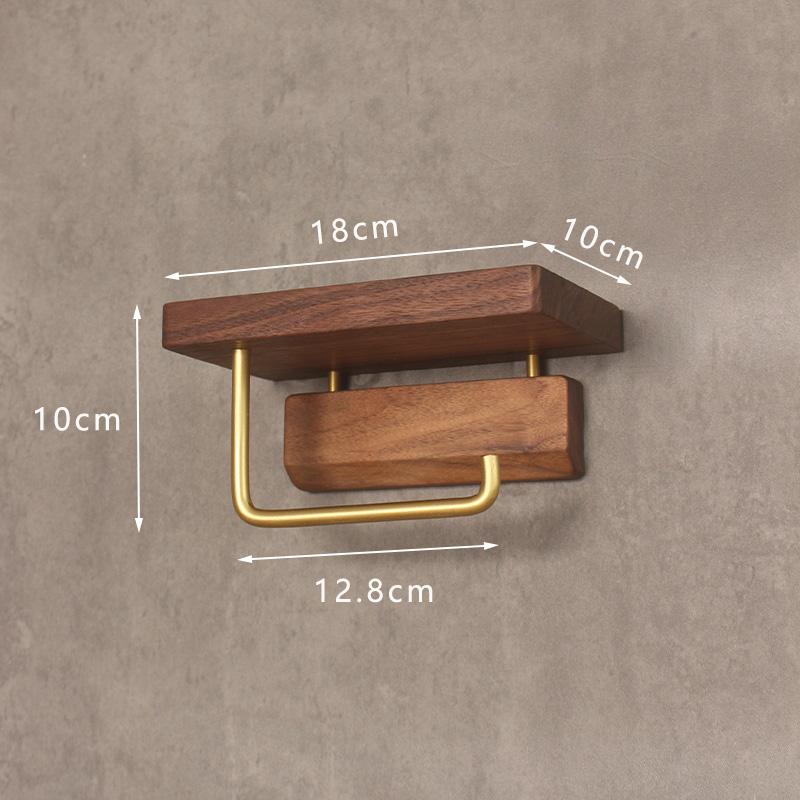 Bathroom Roll Rack Home Wall Mounted Storage Paper Towel Holder Black Walnut Toilet Roll Paper Holder No-Punch Home Decoration