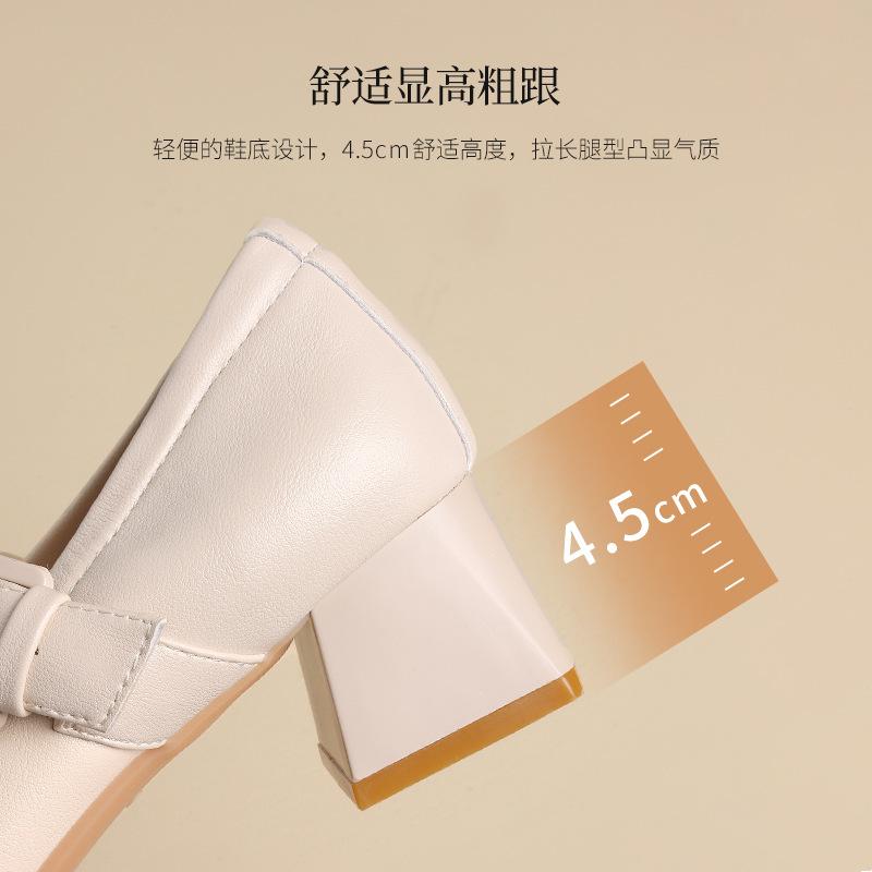 Augustine Mary Jane small leather shoes women's 2025 new summer shallow mouth French evening wind retro square head single shoes