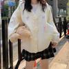 Ladies Bow Flower Decorative Sweater Korean Sweet Women V-neck Knitted Cardigan Autumn Loose Versatile Female Single Breasted