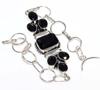 Cluster Black Onyx 925 Silver Plated Bracelet 8.5" Handmade Jewellery Trendy C6G91