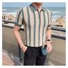 Summer Men's Knitted Short Sleeve Half-Zip Polo Shirt Korean Style Slim Fit Casual Turn-Down Collar Half Sleeve T-Shirt Base Shirt