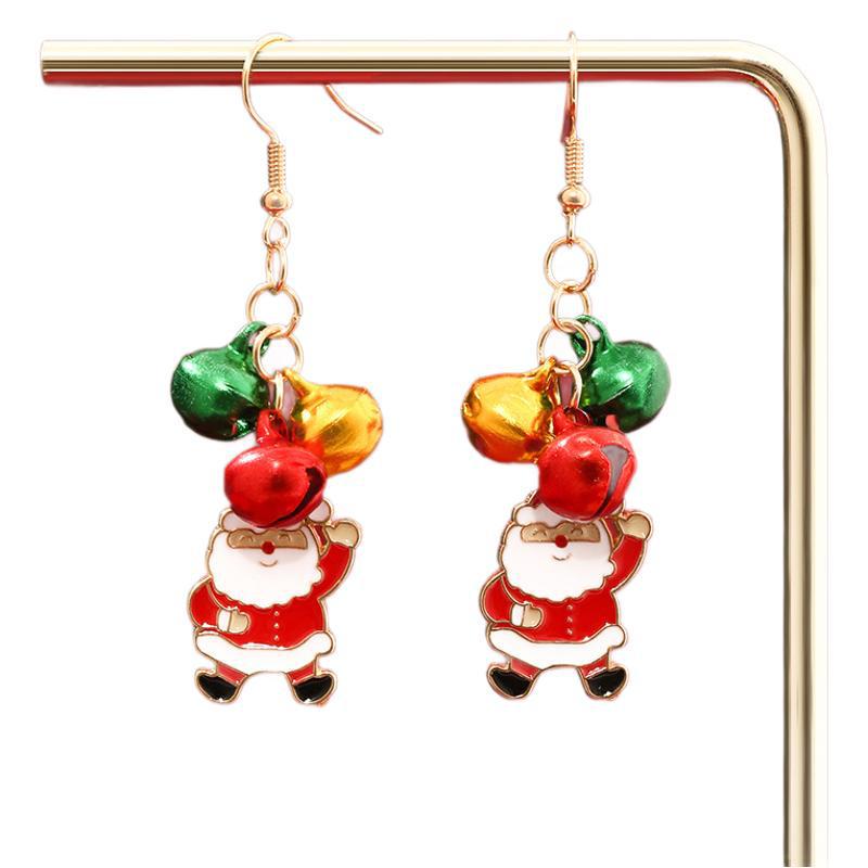 European-American Creative Christmas Earrings: Festive Bells & Tree Studs
