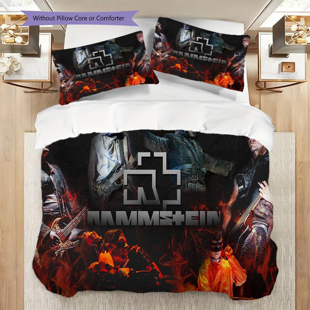 Rammstein Set Frei Dreiteiliges Set (1 Bettbezug + 2 Kissenbezüge, ohne Füllung) 2D flach, weich und bequem, Weihnachts-Geburtstagsgeschenk 135x200cm