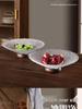 Elegant Retro Wooden High-Footed Frosted Glass Bowl for Living Room - Ideal for Snacks & Candies Display