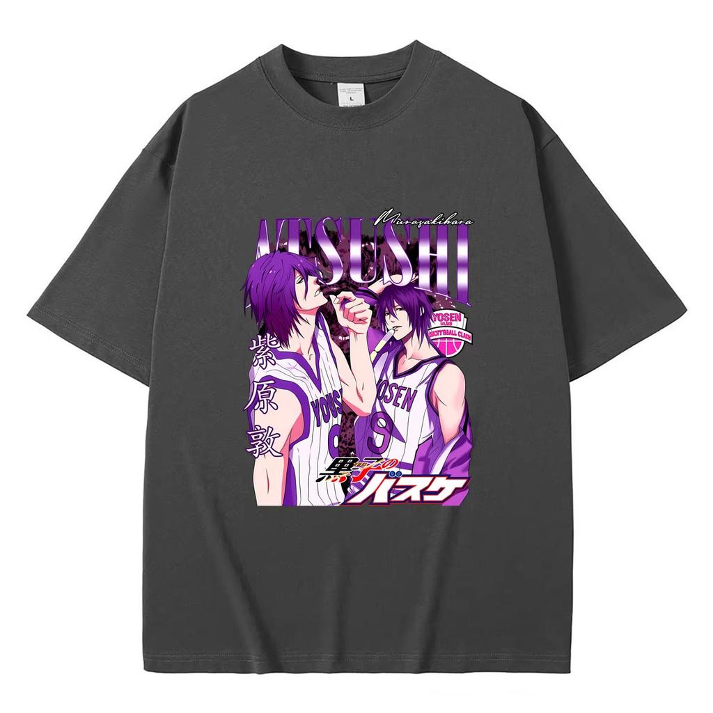 Hot‑Sale Anime Kuroko's Basketball Murasakibara Atsushi Graphic Print Unisex Comic‑Style Casual Men's Loose‑Fit Short‑Sleeve Short‑Sleeve T-shirt