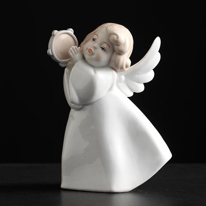 Nowa Europejska Aniołek Ceramiczna Lalka Figurka Muzyczna Stojak Ekspozycyjny do Przechowywania Pokój Salon Stół Ozdoby Domowe Dekoracja Ślubna Prezent