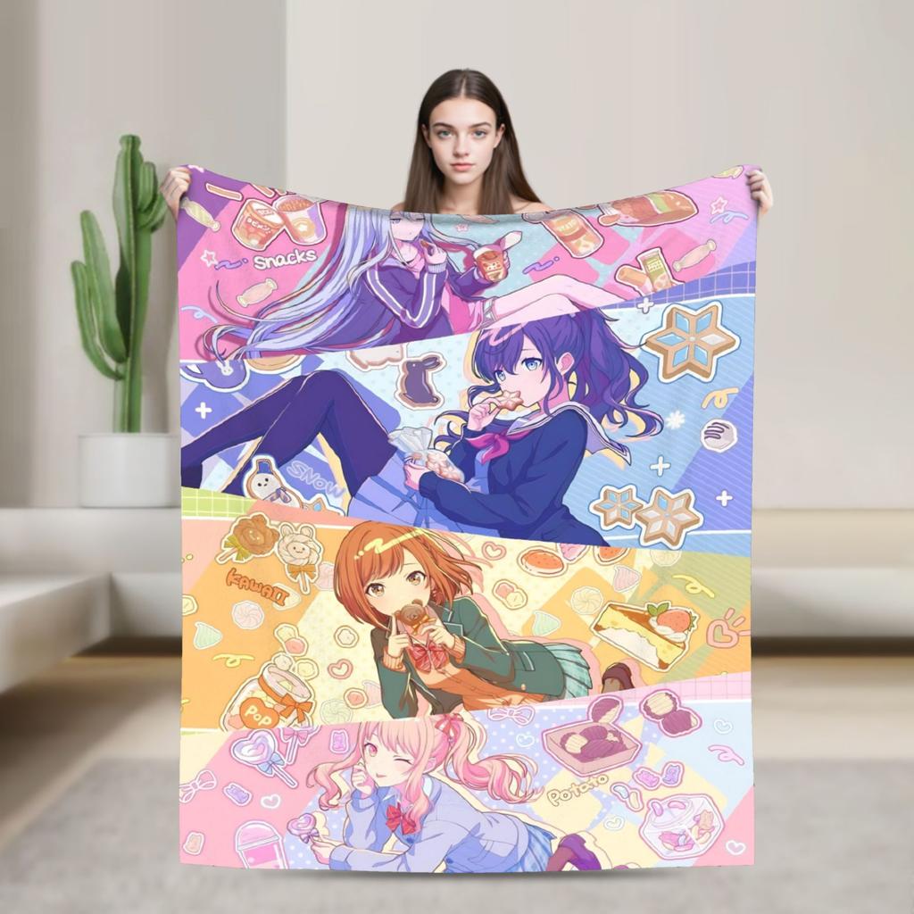 Soft Warm Blanket Decorative Alien Stage Manga Character Artwork Throw Blanket Flannel Bedspread For Couch Bed Sofa Bed Cover