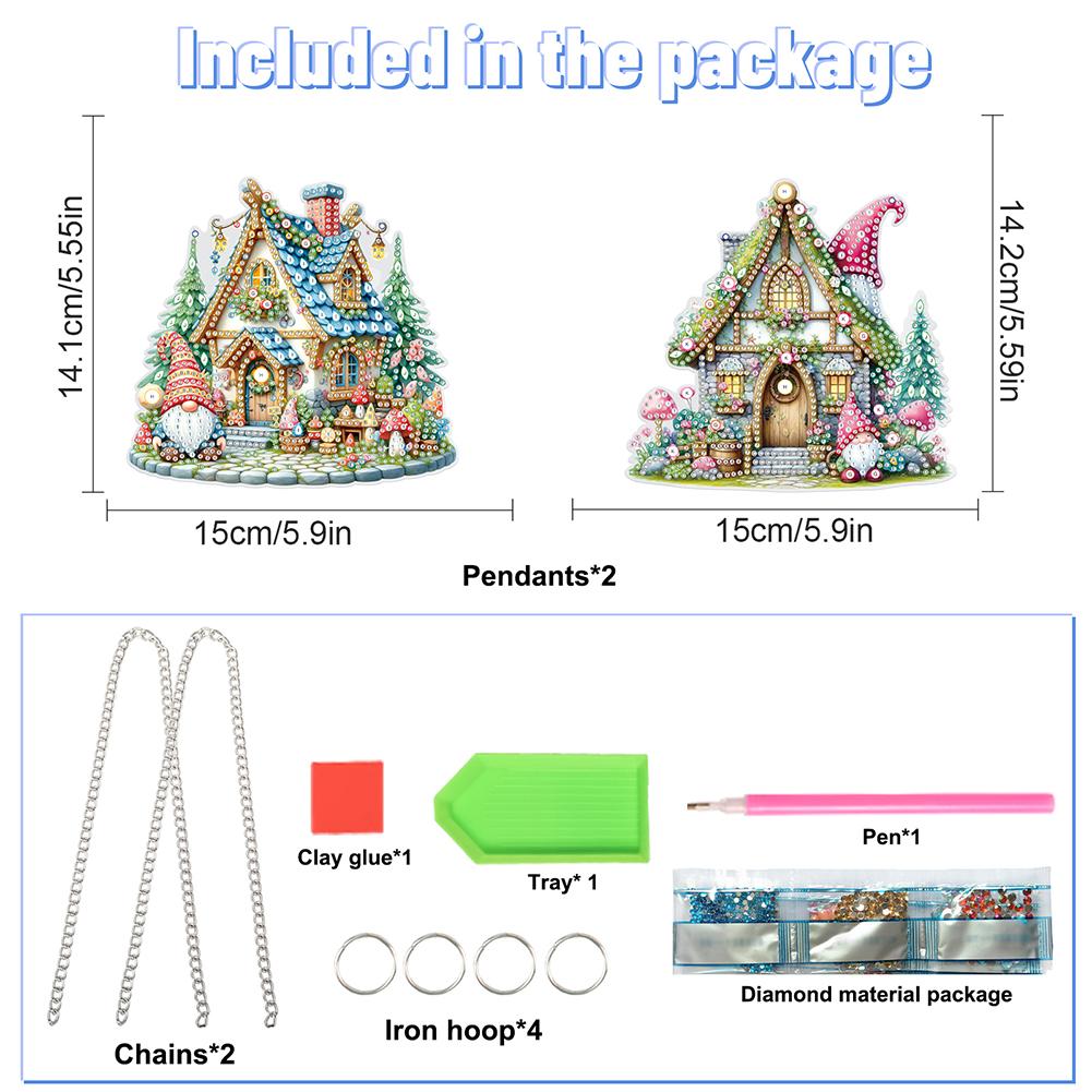 2 Stück 2D Flaches DIY Diamantmalerei Set Strassstein Diamantkunst Fensteranhänger Diamantkunst Anhänger DIY Heimdeko Hängender Charme