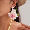 Steel needle raffia fabric flower earrings fresh vacation style stud earrings personalized high-grade earrings