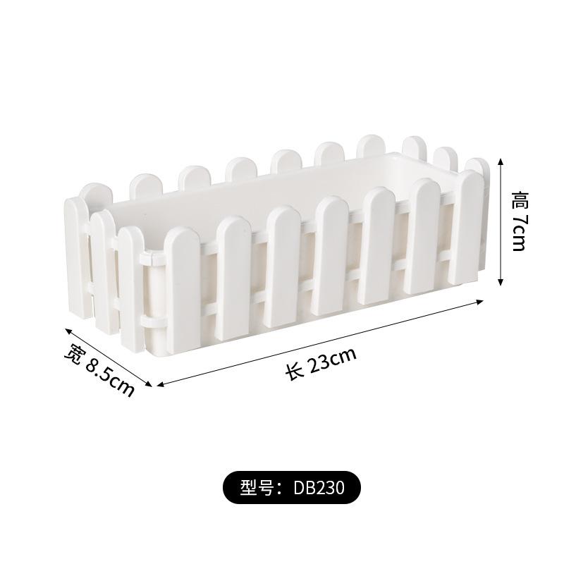 Fence Style Rectangular Plastic Flower Pot, Garden Border Planter for Succulents, Balcony Home Decor Greenery Container
