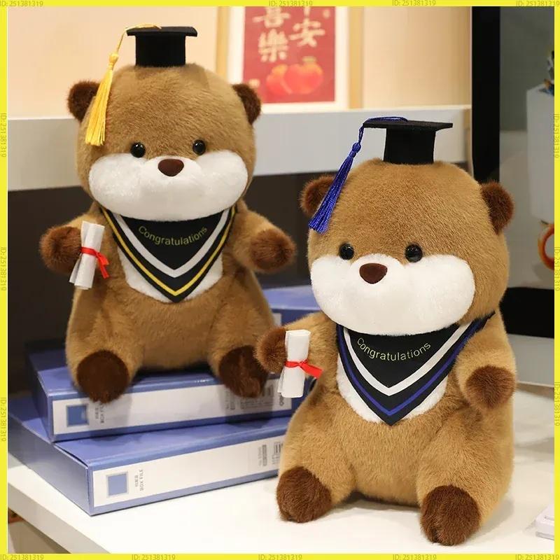 25Cm Cute High Quality Cartoon Sea Otter Plush Doll With Doctor Hat And Diploma Home Decor Graduation Gift For Kids And Students