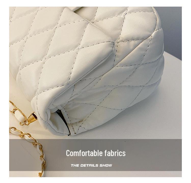 2024 Spring Women's Argyle Chain Crossbody Bag - High-End Fashion with Little Golden Ball Accent