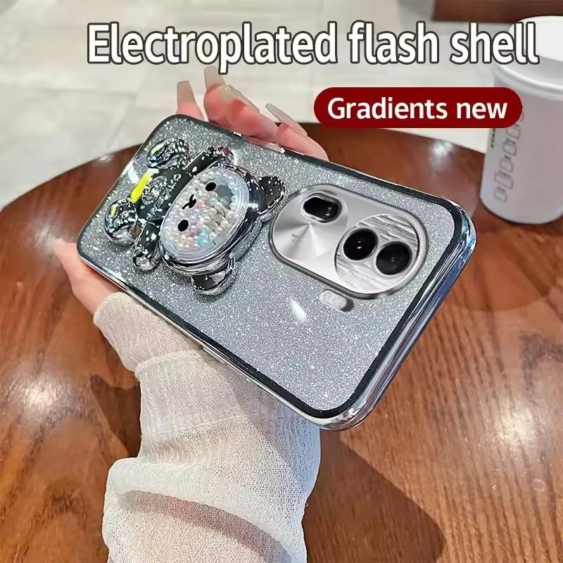 Candy Bear Stand Glitter Phone Case For OPPO A3 Pro A3X A40M A40 A60 A80 5G A18 4G Find X8 X7 Ultra X3 X5 Lite X6 Pro Soft Cover