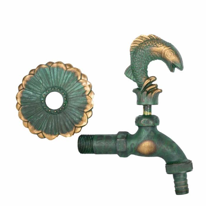 Robinet de Jardin Nostalgique Poisson en Laiton Patiné 1/2"