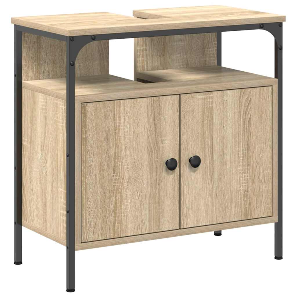 Bathroom Furniture Set with Shelf and Door 3 Pcs Brown Particleboard
