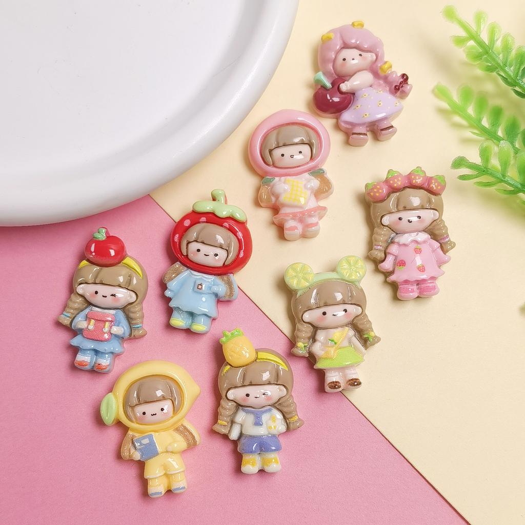 100Pcs New Cute Mini Cartoon Girl Princess Flat Back Resin Cabochons Scrapbooking DIY Jewelry Craft Decoration Accessories