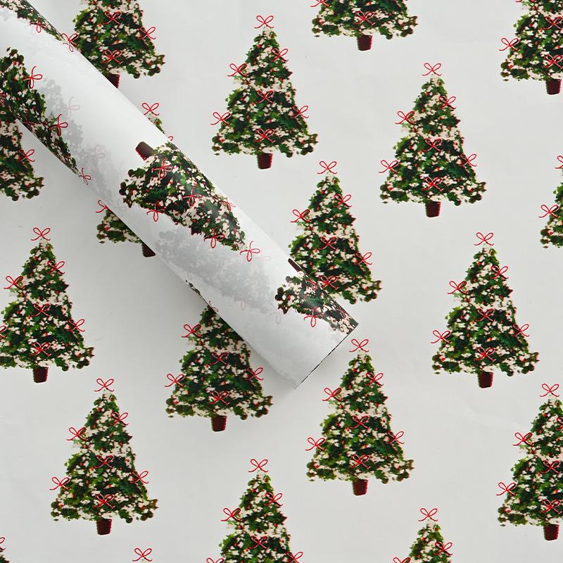 Christmas Tissue Paper Colorful Gift Wrapping Paper Christmas Tree Bowknot Print Paper Decorative For Party Decoration Wrapping