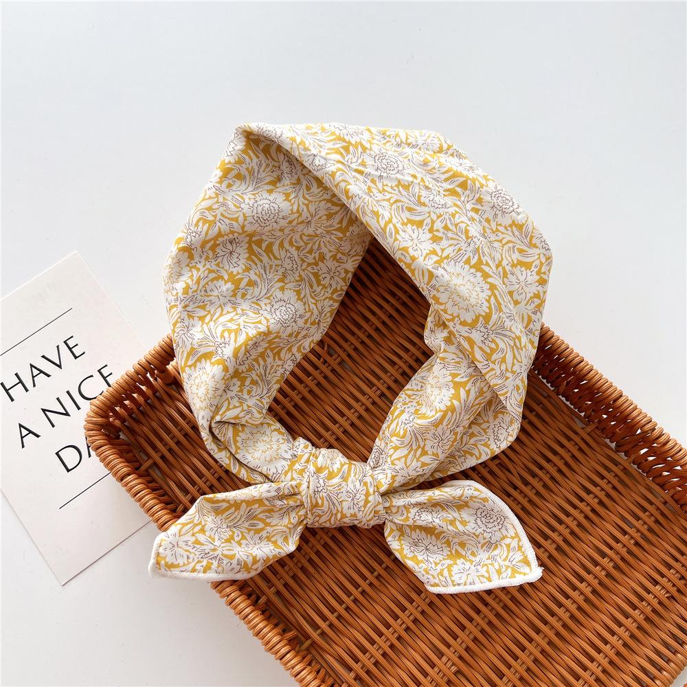 Cotton And Linen Small Square Scarf Silk Scarf Women'S Spring And Autumn New Style Artistic And Versatile Fashionable Temperament Headband Scarf