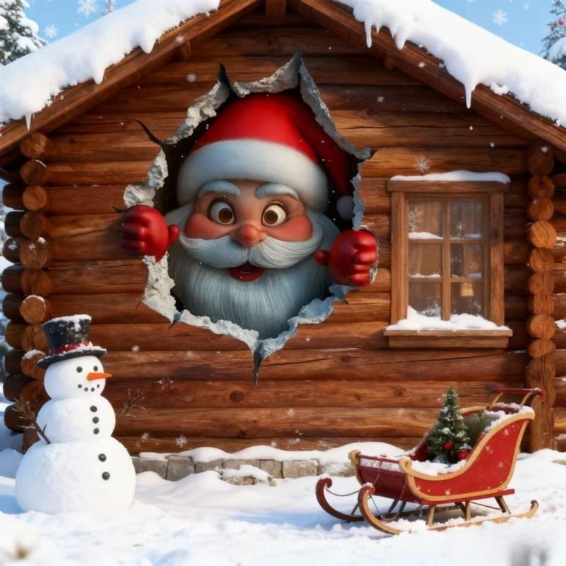 1-3pcs 3D Santa Claus Wall Stickers Removable Window Toilet Wall Decals Art Decor for Xmas Home Living Room Party Supplies