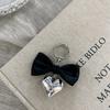 Pink Bowknot Key Chain Ins Style Silver Heart Phone Pendant Headphone Case Charm Bag Decor Car Key Ring