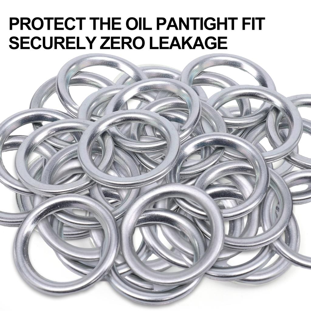 100-10pcs Car Oil Pan Drain Gasket Drainage Bolt Pad Oil Drain Plug Gasket Replaceable Accessories for Hyundai Volvo Mitsubishi