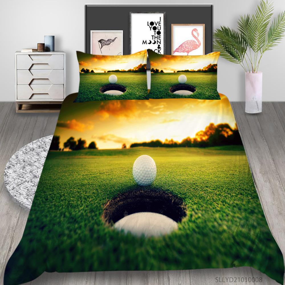 Golf Series Digital Printing Bedding Two Or Three-Piece Set Polyester Cocoa